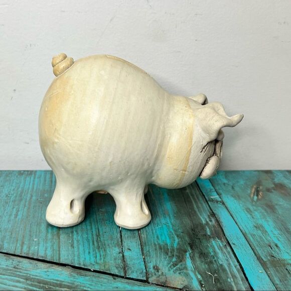 Pottery Piggy Bank Farmhouse Distressed - Picture 7 of 11